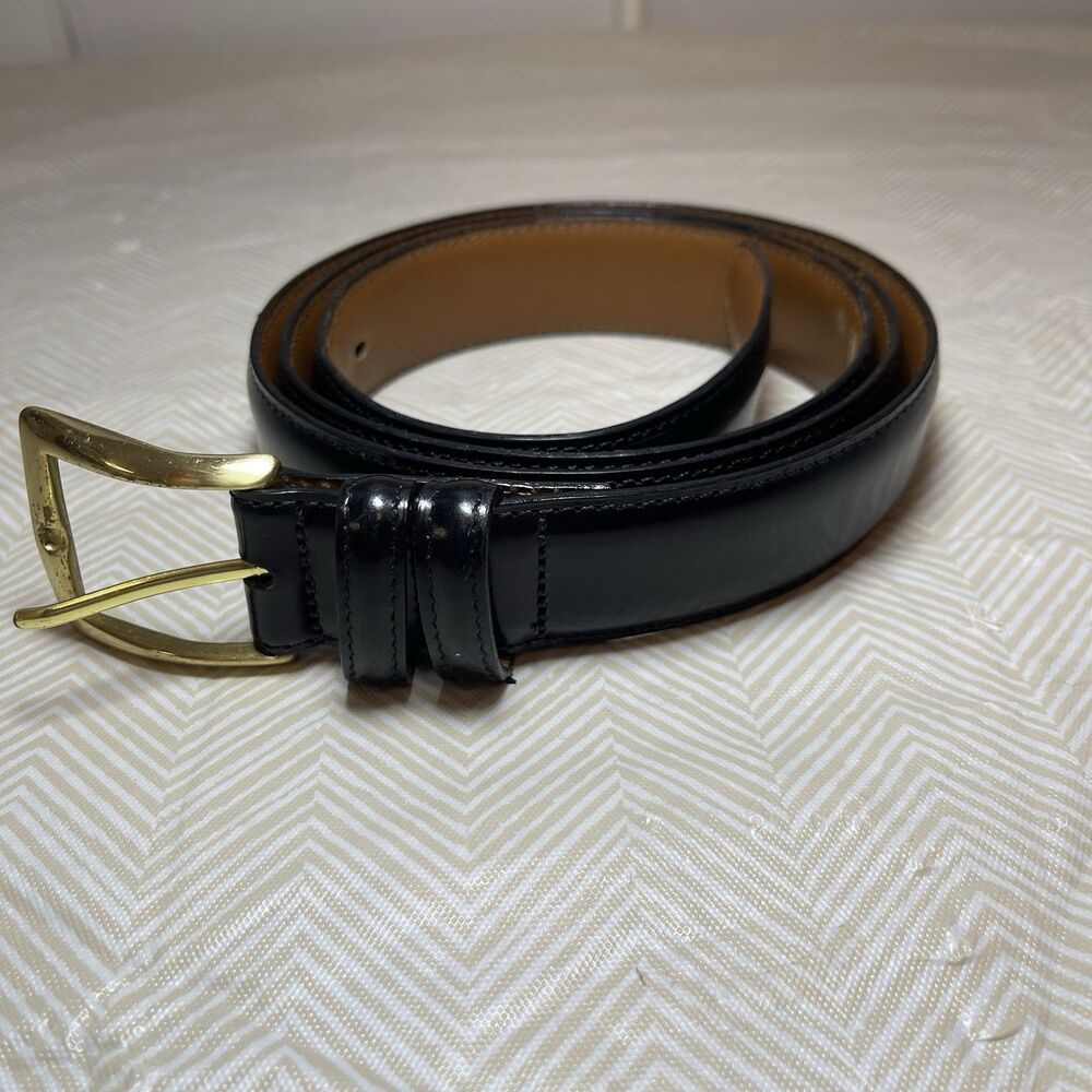 ALLEN EDMONDS Polished Cobbler Leather Belt 24011 Black 44/110